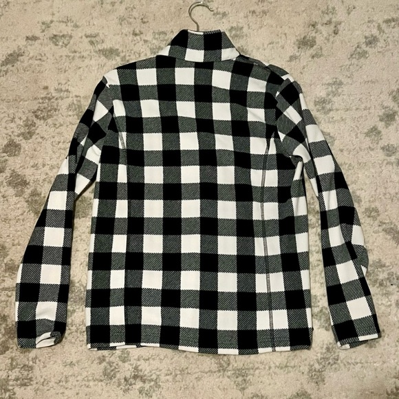 Lands’ End Black & White Buffalo Check Fleece Quarter-Zip Pullover – Size Small - Picture 4 of 4